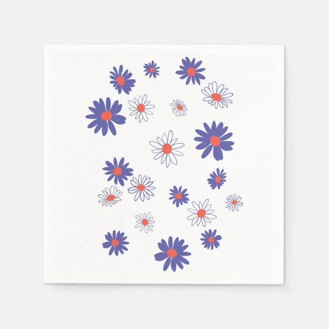 Serviette En Papier Rouge Blanc Bleu Fleur Fleur Naples (Devant)