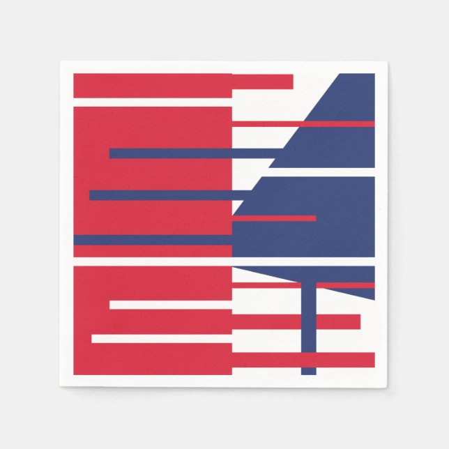 Serviette En Papier Rouge, blanc et bleu (Devant)