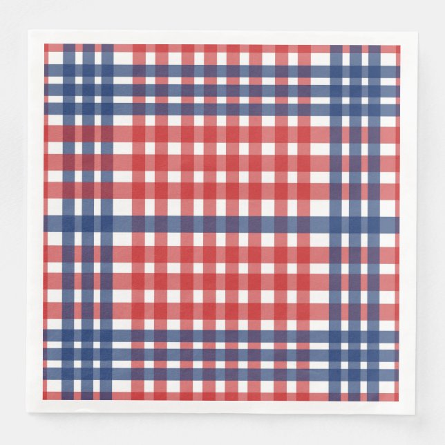Serviette En Papier Rouge blanc et bleu En vichy plaid (Devant)