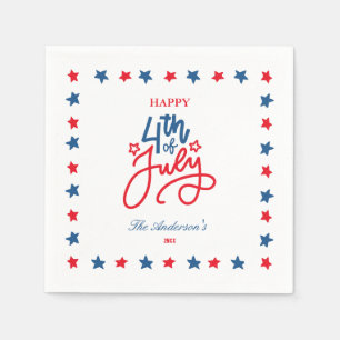Serviette En Papier Rouge, Blanc Et Bleu Moderne, Soirée Du 4 Juillet