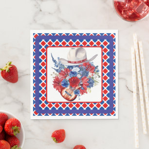 Serviette En Papier Rouge Blanc Et Bleu Occidental
