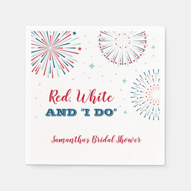 Serviette En Papier Rouge, blanc et je fais Fête des mariées Napkin (Devant)
