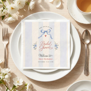 Serviette En Papier Rouge blanc et je fais un nœud papillon bleu vinta