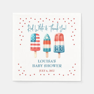Serviette En Papier Rouge, blanc et Merci ! Douche Popsicle Patriotiqu