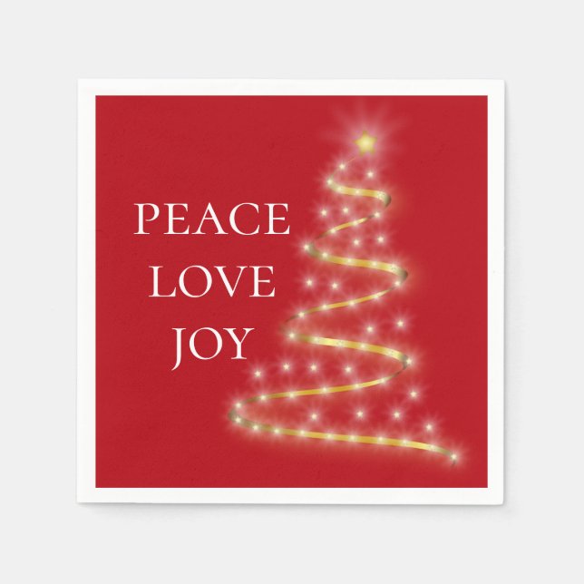 Serviette En Papier Rouge blanc Paix Amour Joie Vacances Napkins (Devant)