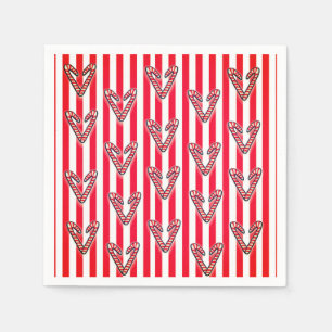Serviette En Papier Rouge Blanc Stripes Lolipops Coeurs