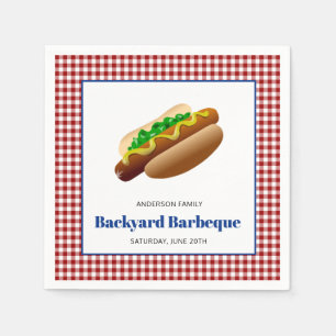 Serviette En Papier Rouge des hot-dogs de barbecue de jardin vérifi