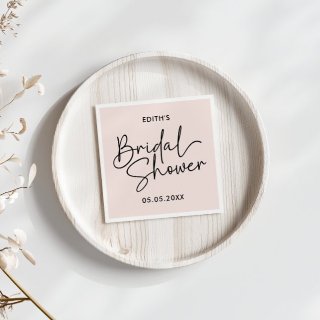 Serviette En Papier Rouge écriture moderne Shower de mariage écrit à l (Modern Handwritten signture like Script bridal shower)