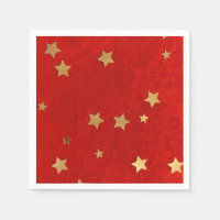 Serviette en papier rouge élégant avec étoiles dor