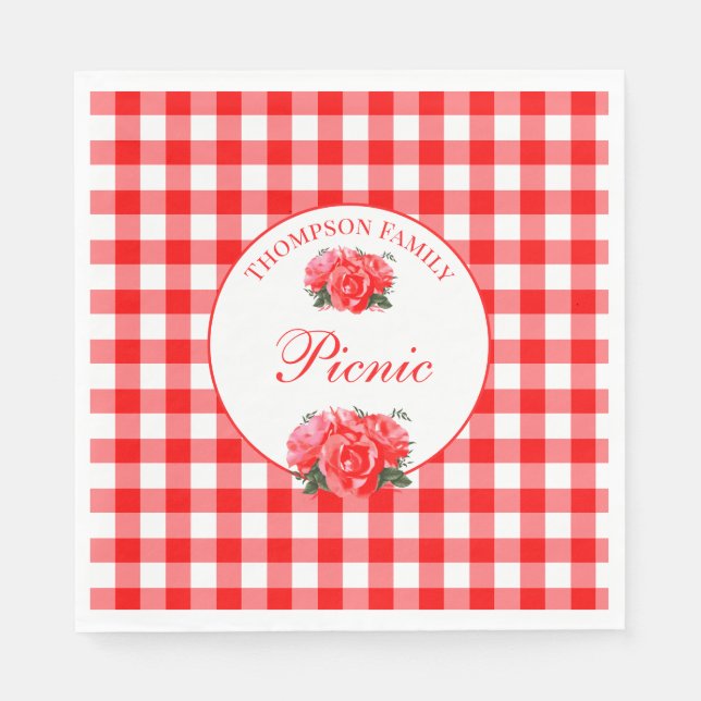 Serviette En Papier Rouge En vichy Buffalo Check Pique-nique Papier Na (Devant)