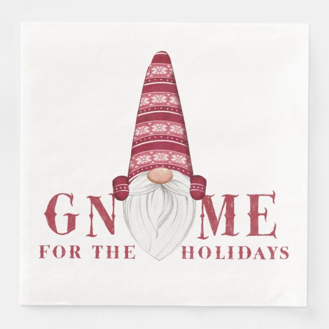 Serviette En Papier Rouge et blanc nordique | Gnome Pour les fêtes (Devant)