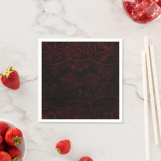 Serviette En Papier Rouge et noir Grunge gothique (En situation)