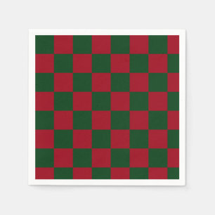 Serviette En Papier Rouge et Vert Classique Imprimé Damier de Noël