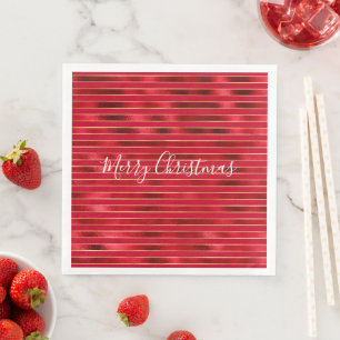 Serviette En Papier Rouge Glam Gold Stripes