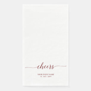 Serviette En Papier Rouge Grenat Élégant Lettre Script Événement Accla