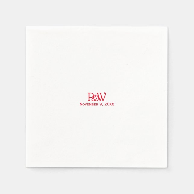 Serviette En Papier Rouge Hot Love Typographie Mariage Napkin (Devant)