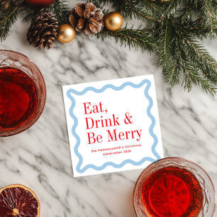 Serviette En Papier Rouge Ice Bleu Mange Boire et Soyez Joyeux Carré o