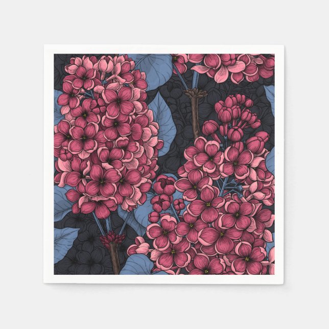 Serviette En Papier Rouge lilas sur bleu foncé (Devant)