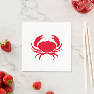 Serviette En Papier Rouge moderne blanc grand crabe côtier été drôle