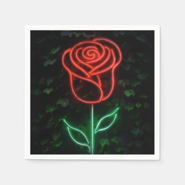 Serviette En Papier Rouge Neon Lumière Rose Ivy Sweet 16 16e (Devant)