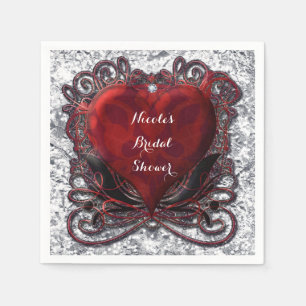 Serviette En Papier Rouge Noir Argent Saint Valentin Coeur Gothique Ro