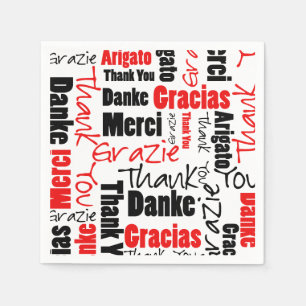 Serviette En Papier Rouge noir Merci mot Cloud