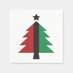 Serviette En Papier Rouge Noir Vert Kinara Arbre de Noël Kwanzaa