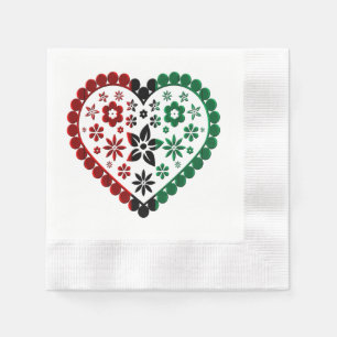 Serviette En Papier Rouge Noir Vert Kinara Couleurs Coeur Heureux Kwan