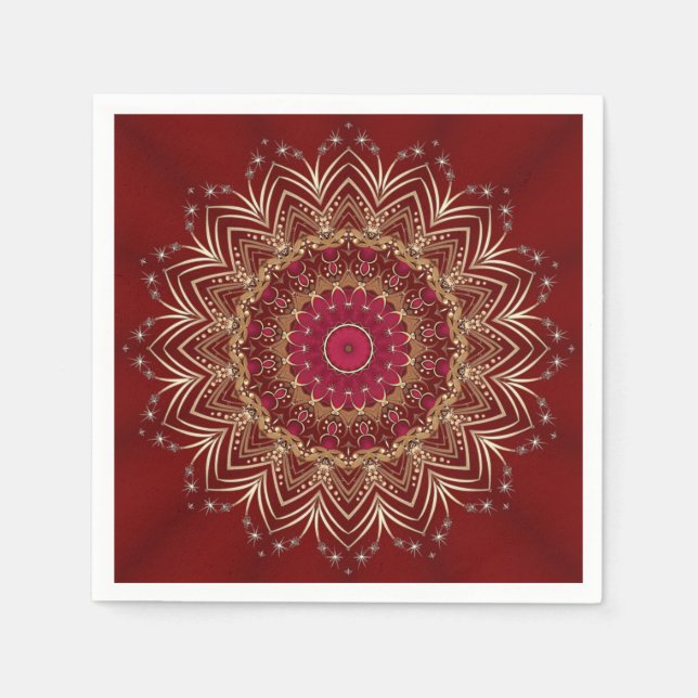 Serviette En Papier Rouge or Floral Vacances Napkin (Devant)