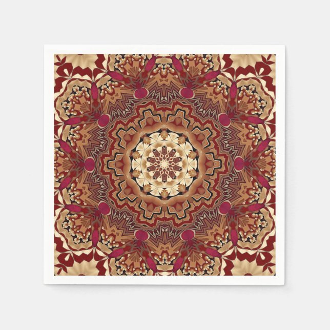 Serviette En Papier Rouge or Floral Vacances Napkin (Devant)