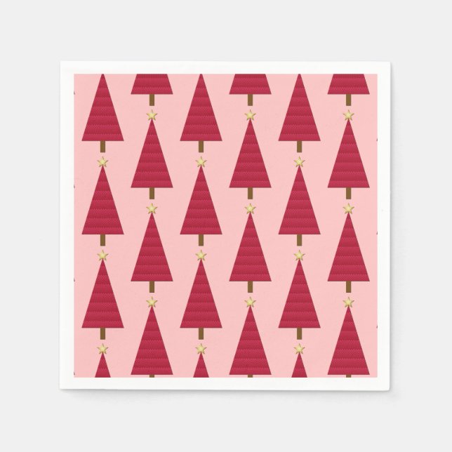 Serviette En Papier Rouge profond damier moderne arbre de Noël Papier  (Devant)