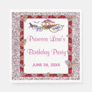Serviette En Papier Rouge Ruban rose Parties scintillant Royal Princes