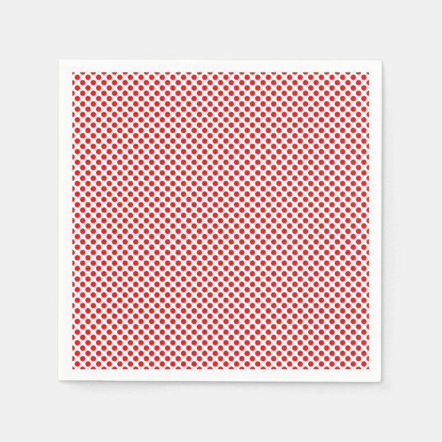 Serviette En Papier Rouge sur blanc petit format papier Pois (Devant)