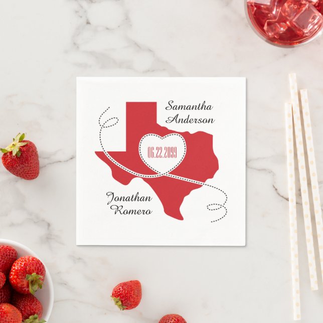 Serviette En Papier Rouge Texas Curling Ruban Date de mariage (En situation)