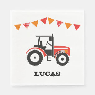 Serviette En Papier Rouge Tracteur Anniversaire Papier de fête Naples