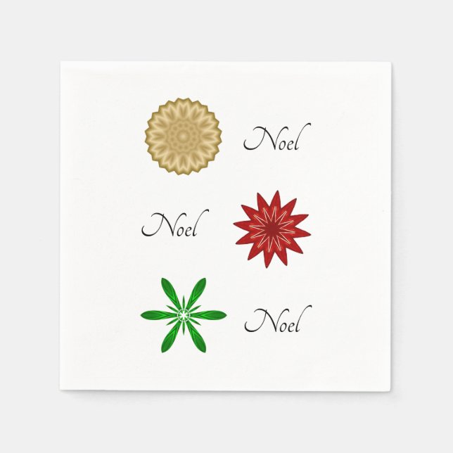 Serviette En Papier Rouge vert et or Noel (Devant)