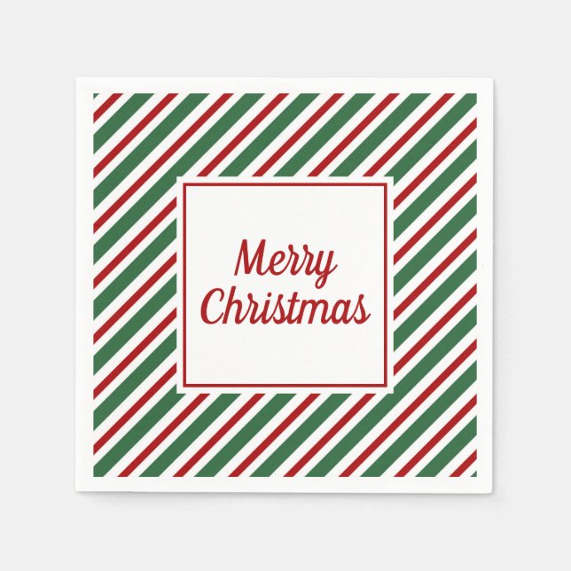 Serviette En Papier Rouge vert Motif Joyeux Noël Naples (Devant)