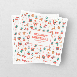 Serviette En Papier Rouge Vert Noël Festif