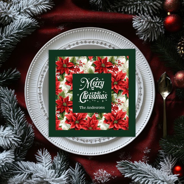 Serviette En Papier Rouge Vert Noël serviettes traditionnel Chic cadea (Red Green Christmas Napkins Traditional Chic Gift)