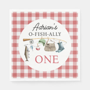Serviette En Papier Rouge vintage O-Fish-Ally Un 1er anniversaire