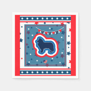 Serviette En Papier Rough Collie Patriotique Rouge Blanc Bleu 4 juille