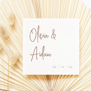 Serviette En Papier Rouille   Mariage de script manuscrit moderne