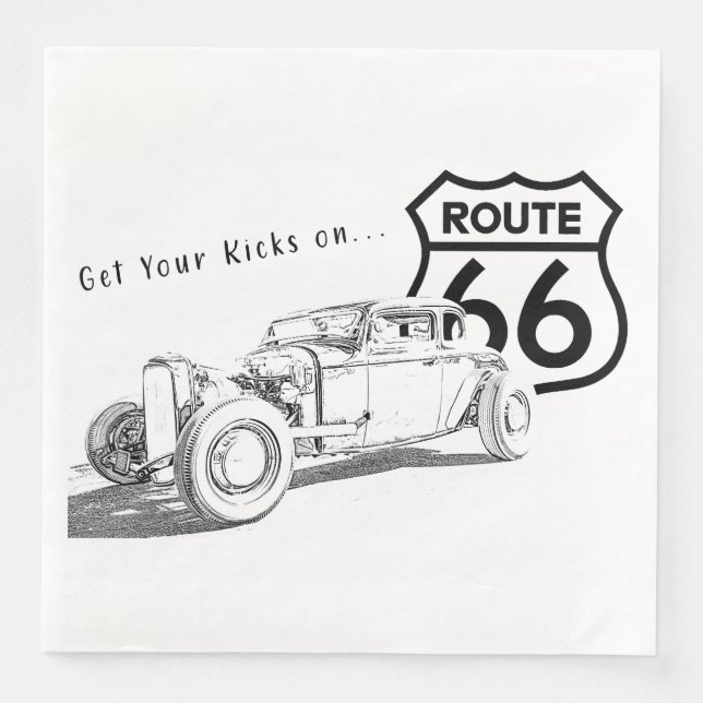 Serviette En Papier Route 66 Papier Napkin (Devant)