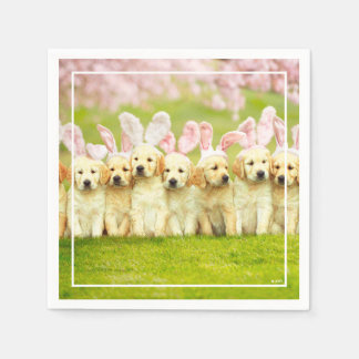Serviette En Papier Row of Puppy Bunnies