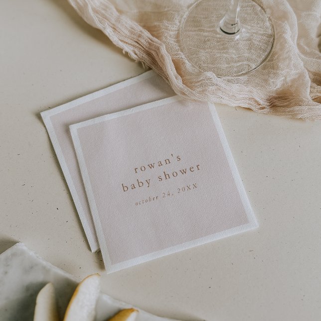 Serviette En Papier ROWAN rose et or Rustique Baby shower simple (ROWAN Pink and Gold Rustic Simple Baby Shower Napkins)