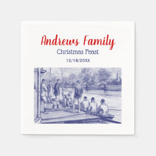 Serviette En Papier Rowers d'équipage vintages en bateau à quai