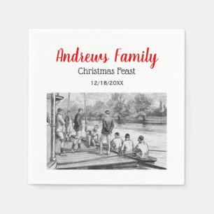 Serviette En Papier Rowers d'équipage vintages en bateau à quai