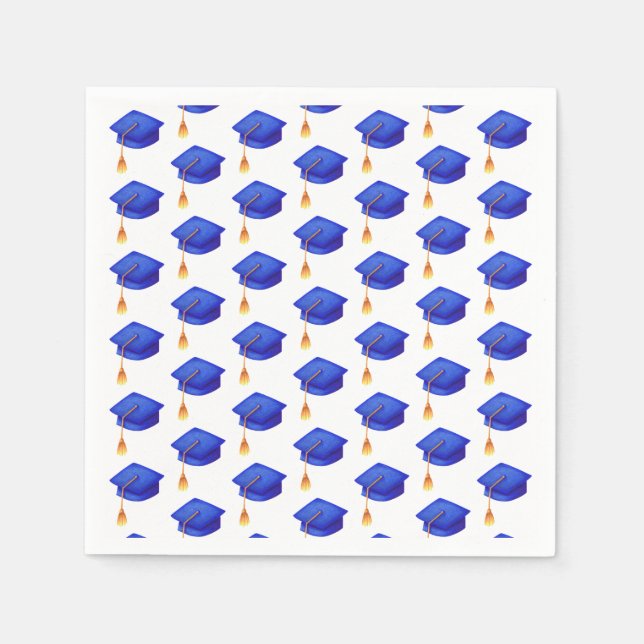 Serviette En Papier Royal Blue Casquette Motif Graduation Napkin (Devant)