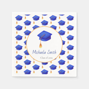 Serviette En Papier Royal Blue Graduation Cap Graduation personnalisée