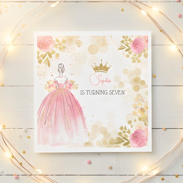 Serviette En Papier Royal fête rose princesse anniversaire (Créateur téléchargé)